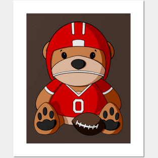 Football Player Teddy Bear Posters and Art